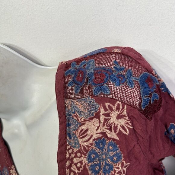 FREE PEOPLE Miranda Embroidered Long Sleeve Floral Maxi Dress Size 4 - Picture 9 of 11